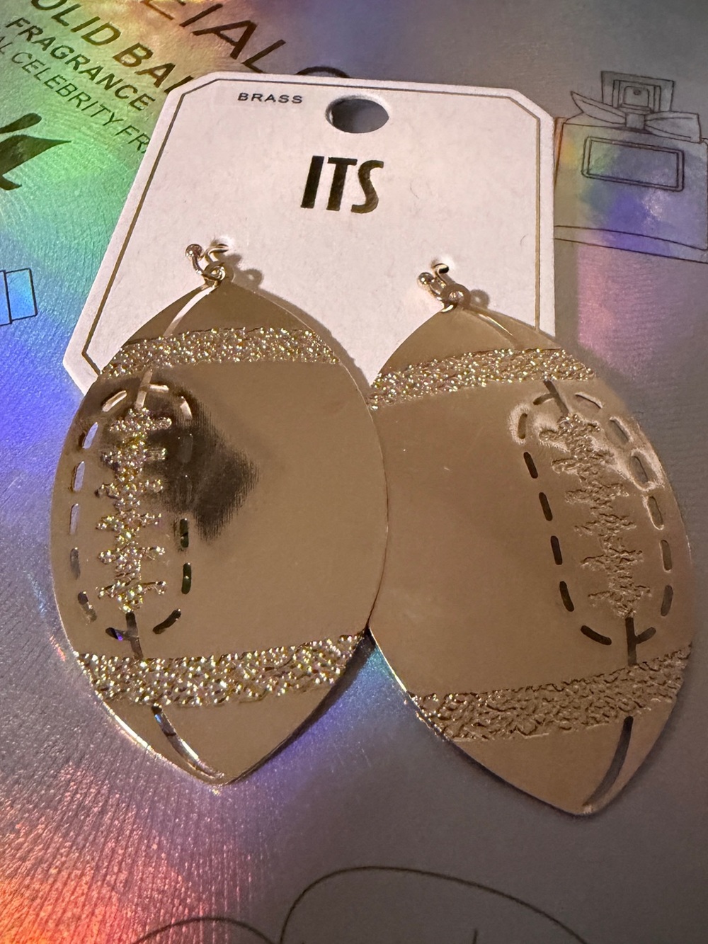 Goldtone Football Dangle Earrings